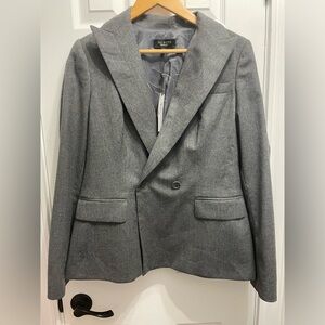 NWT TALBOTS Kate Fit Romantically Curvy Wool Blend Jacket Sz 14 Gray Blazer